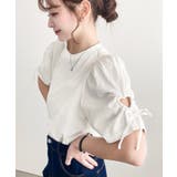 袖ハートホールリボン半袖Tシャツ | moment+ | 詳細画像3 