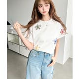 フラワー刺繍半袖Tシャツ | moment+ | 詳細画像10