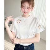 フラワー刺繍半袖Tシャツ | moment+ | 詳細画像3