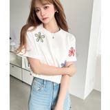 フラワー刺繍半袖Tシャツ | moment+ | 詳細画像9