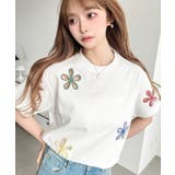 マルチ | フラワー刺繍半袖Tシャツ | moment+