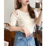 肩スリットリボン半袖トップス | moment+ | 詳細画像17 