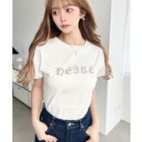 ラインストーンロゴ半袖Tシャツ | moment+ | 詳細画像4 