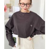 チャコールグレー | ワンポイント刺繍ポケットロンT | moment+