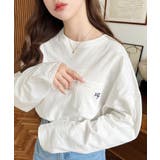 オフホワイト | ワンポイント刺繍ポケットロンT | moment+