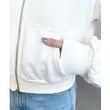 裏毛ショート丈ロゴ刺繍ジップアップパーカー | moment+ | 詳細画像10 