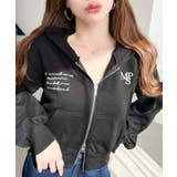 裏毛ショート丈ロゴ刺繍ジップアップパーカー | moment+ | 詳細画像14 