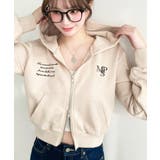裏毛ショート丈ロゴ刺繍ジップアップパーカー | moment+ | 詳細画像18 