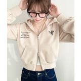 裏毛ショート丈ロゴ刺繍ジップアップパーカー | moment+ | 詳細画像20 