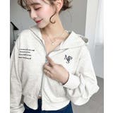 裏毛ショート丈ロゴ刺繍ジップアップパーカー | moment+ | 詳細画像24 