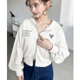 裏毛ショート丈ロゴ刺繍ジップアップパーカー | moment+ | 詳細画像25 