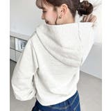 裏毛ショート丈ロゴ刺繍ジップアップパーカー | moment+ | 詳細画像28 