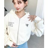 裏毛ショート丈ロゴ刺繍ジップアップパーカー | moment+ | 詳細画像6 