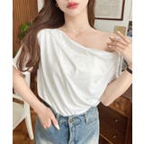 フレンチスリーブワンショルドレープカットソー | moment+ | 詳細画像1