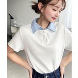 オフホワイト | バイカラーデザイン半袖ポロカットソー | moment+