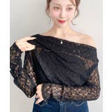 ワンショルドレープ長袖ストレッチレースプルオーバー(インナー別売り) | moment+ | 詳細画像16 