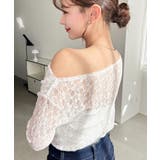 ワンショルドレープ長袖ストレッチレースプルオーバー(インナー別売り) | moment+ | 詳細画像9 