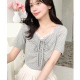 ドットプリントフロントレースギャザーリボントップス | moment+ | 詳細画像55