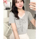 ドットプリントフロントレースギャザーリボントップス | moment+ | 詳細画像56