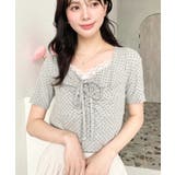 ドットプリントフロントレースギャザーリボントップス | moment+ | 詳細画像57