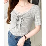 ドットプリントフロントレースギャザーリボントップス | moment+ | 詳細画像64