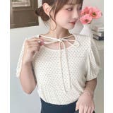 ドットプリントテレコリブバレエコアパフスリーブカットソー | moment+ | 詳細画像15 