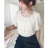 ドットプリントテレコリブバレエコアパフスリーブカットソー | moment+ | 詳細画像16 