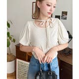 ドットプリントテレコリブバレエコアパフスリーブカットソー | moment+ | 詳細画像18 