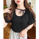 ドットプリントテレコリブバレエコアパフスリーブカットソー | moment+ | 詳細画像21 