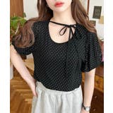 ドットプリントテレコリブバレエコアパフスリーブカットソー | moment+ | 詳細画像23 