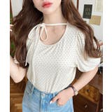 ドットプリントテレコリブバレエコアパフスリーブカットソー | moment+ | 詳細画像6 