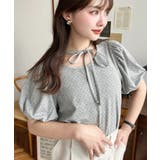 杢グレー | ドットプリントテレコリブバレエコアパフスリーブカットソー | moment+