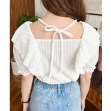 クロスリボンフリルカラー半袖ストライプレースカットソー | moment+ | 詳細画像11 