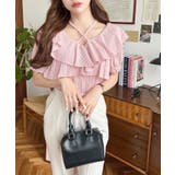 クロスリボンフリルカラー半袖ストライプレースカットソー | moment+ | 詳細画像23 