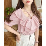 クロスリボンフリルカラー半袖ストライプレースカットソー | moment+ | 詳細画像25 