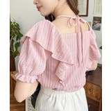 クロスリボンフリルカラー半袖ストライプレースカットソー | moment+ | 詳細画像26 