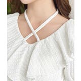 クロスリボンフリルカラー半袖ストライプレースカットソー | moment+ | 詳細画像8 