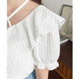 クロスリボンフリルカラー半袖ストライプレースカットソー | moment+ | 詳細画像9 