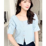 ブルー | アシメスクエアネックプルオーバー | moment+