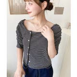 アシメスクエアネックボーダー半袖プルオーバー | moment+ | 詳細画像13 