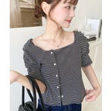 アシメスクエアネックボーダー半袖プルオーバー | moment+ | 詳細画像14 