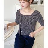 アシメスクエアネックボーダー半袖プルオーバー | moment+ | 詳細画像17 