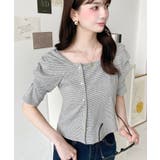 アシメスクエアネックボーダー半袖プルオーバー | moment+ | 詳細画像18 