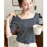 アシメスクエアネックボーダー半袖プルオーバー | moment+ | 詳細画像23 