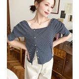 アシメスクエアネックボーダー半袖プルオーバー | moment+ | 詳細画像24 