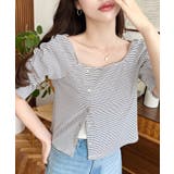 アシメスクエアネックボーダー半袖プルオーバー | moment+ | 詳細画像6 