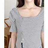 アシメスクエアネックボーダー半袖プルオーバー | moment+ | 詳細画像7 