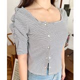 アシメスクエアネックボーダー半袖プルオーバー | moment+ | 詳細画像8 