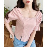 ピンク | アシメスクエアネックボーダー半袖プルオーバー | moment+