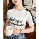 サイドレースロゴプリントTシャツ | moment+ | 詳細画像1 